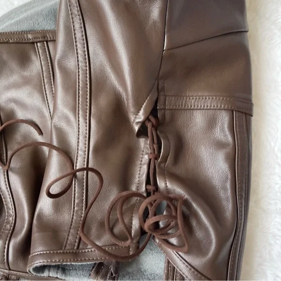 I.AM.GIA Brown Faux Leather Strapless Corset Top - Picture 5 of 14